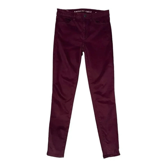 American Eagle Women's Hi-Rise Jegging Skinny Jeans Burgundy‎ Size 4 - Picture 1 of 7